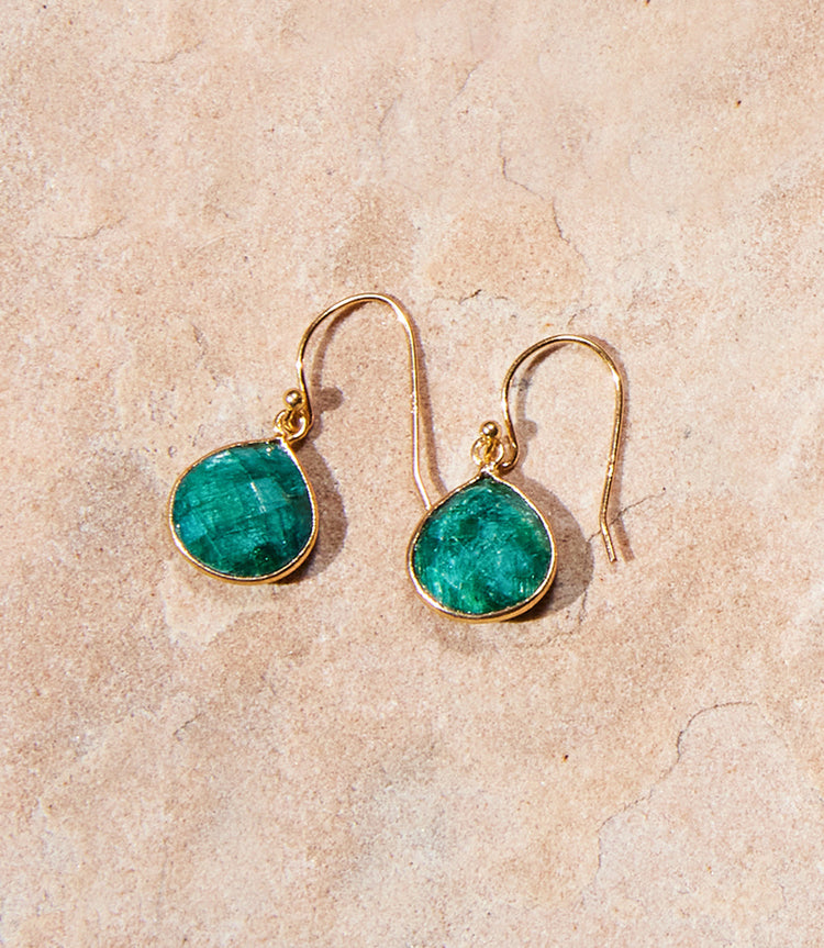 Gemstone Pear Drop Earrings