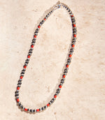 Sterling Silver And Coral Beaded Necklace