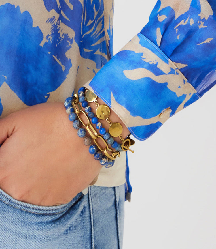 Gold Disc Station Bracelet