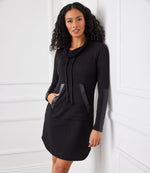 Petite Size Faux Leather Patch Dress
