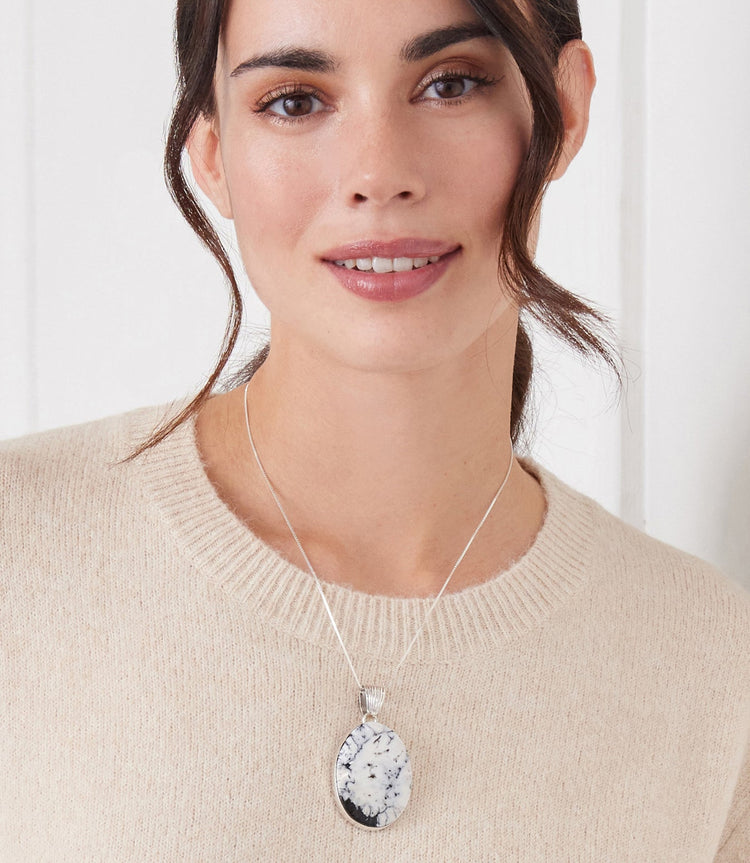White Buffalo Sterling Silver Pendant Necklace