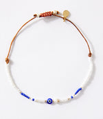 Blue and White Beaded Bracelet