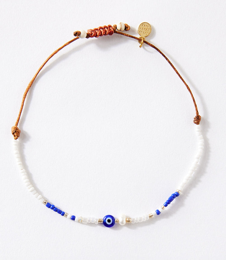 Blue and White Beaded Bracelet