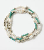 Beaded Gemstone And Pearl Stretch Bracelet