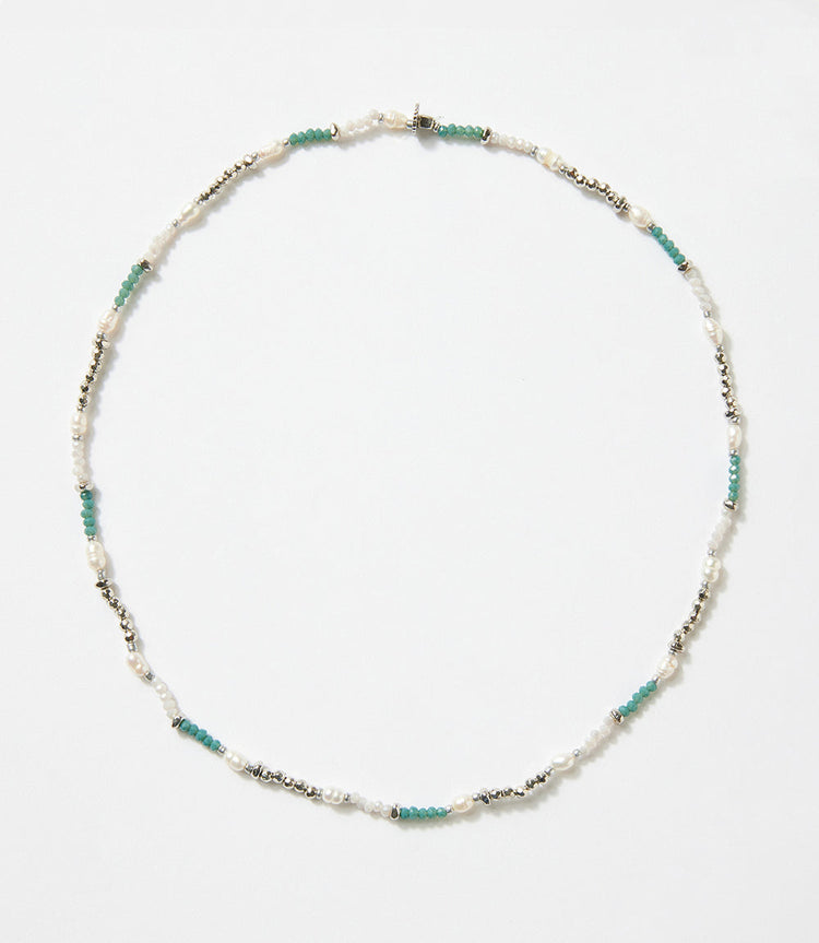 Beaded Gemstone And Pearl Stretch Bracelet