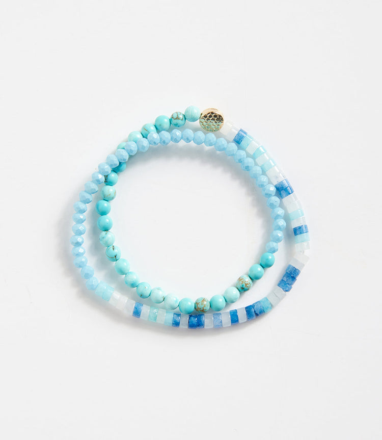 Beaded Turquoise and Gemstone Stretch Bracelet
