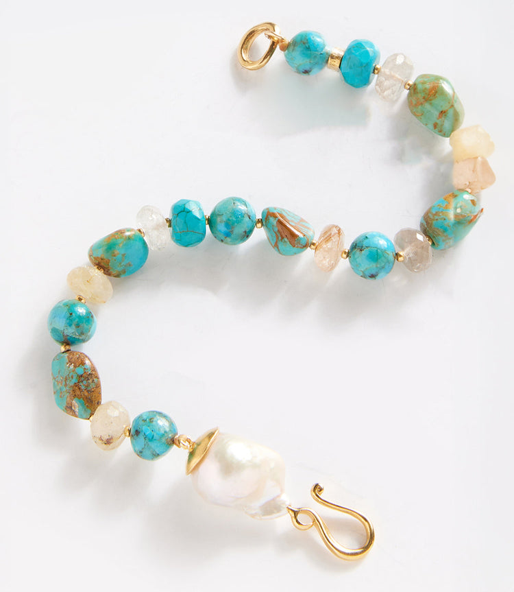 Chan Luu Turquoise And Pearl Bracelet
