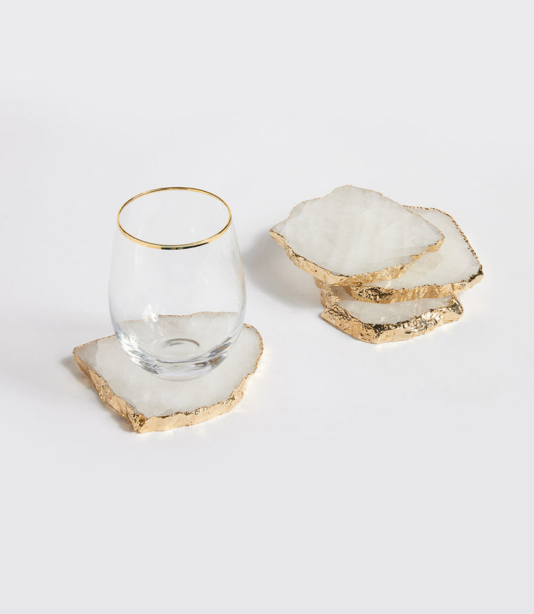 Crystal Quartz Coasters, Set Of 2