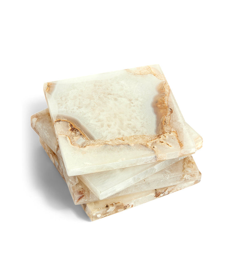 White Agate Coasters, Set Of 4