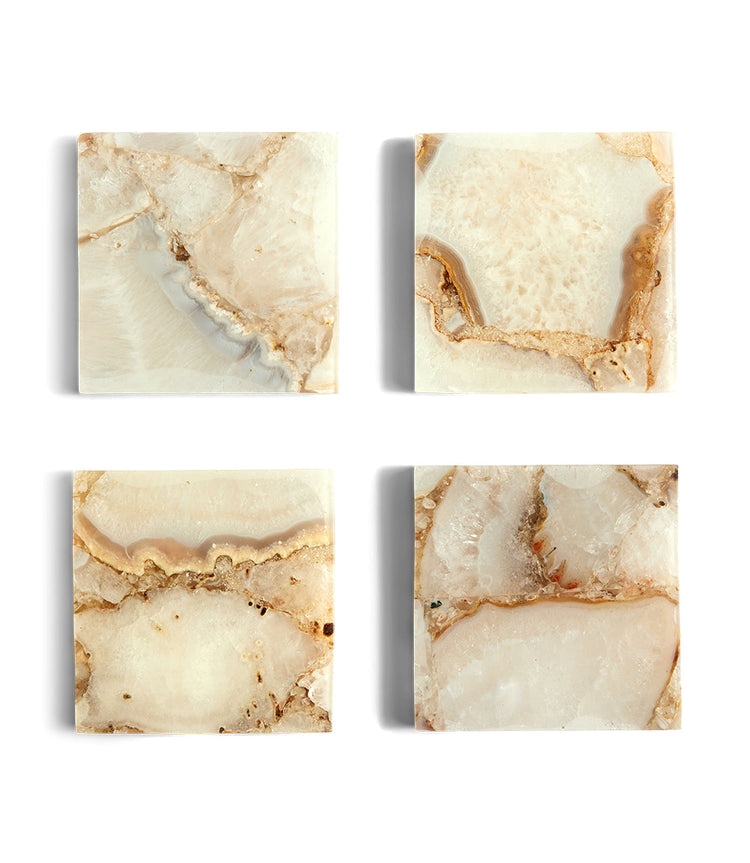 White Agate Coasters, Set Of 4
