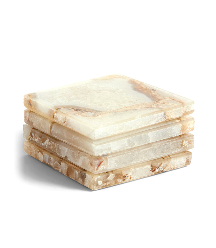 White Agate Coasters, Set Of 4
