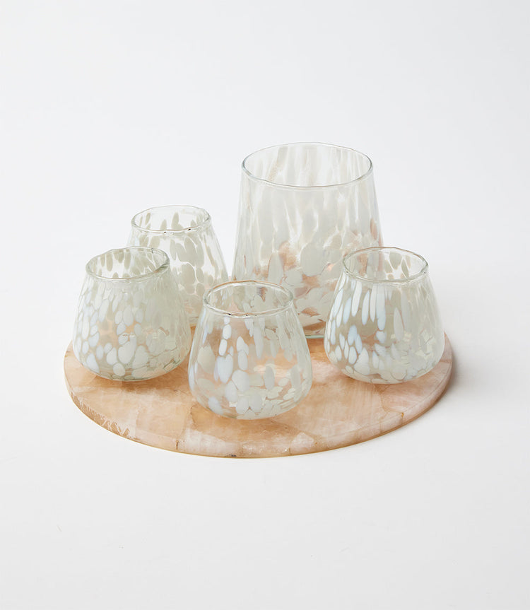 Bronze & White Glass Candleholder
