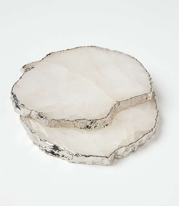 Silver Quartz Coasters Set of 2