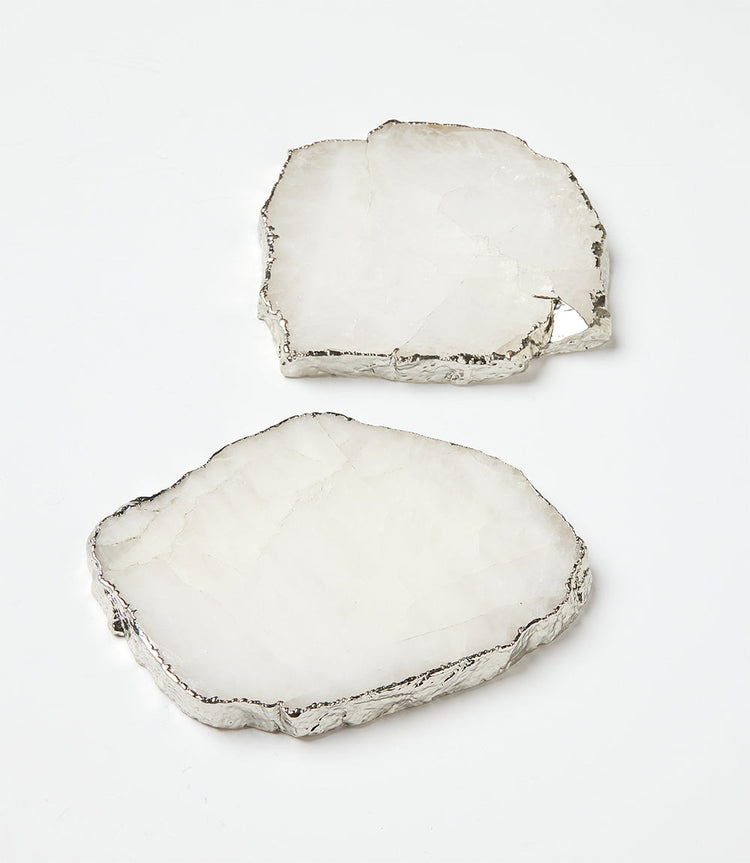 Silver Quartz Coasters Set of 2