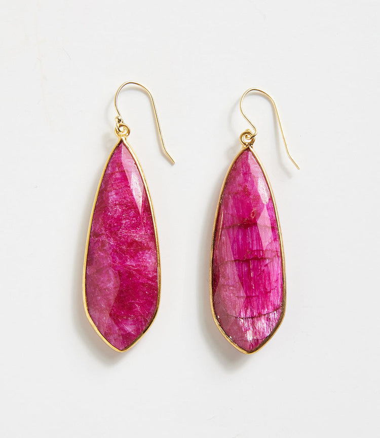 Large Natural Gemstone Earrings