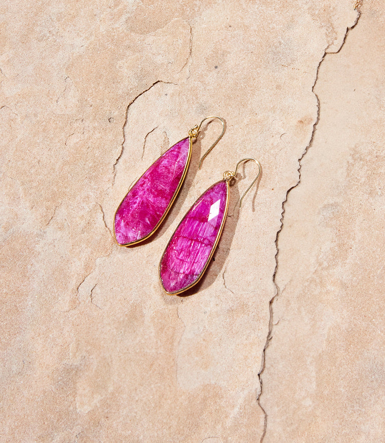 Large Natural Gemstone Earrings