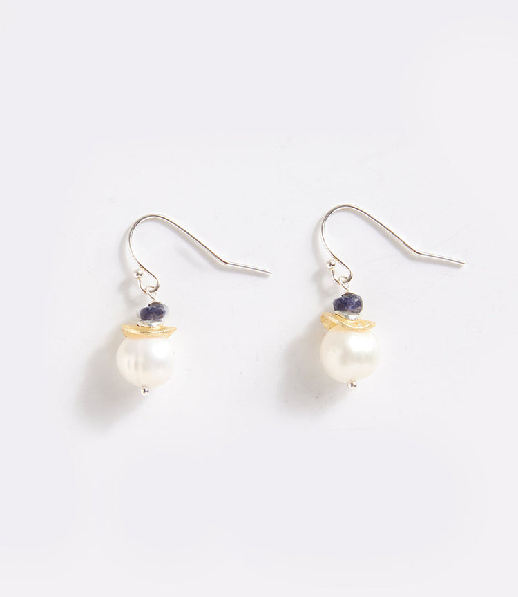 Pearl and Kyanite Drop Earrings