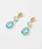 Double Drop Blue Topaz Earrings