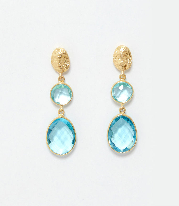 Double Drop Blue Topaz Earrings