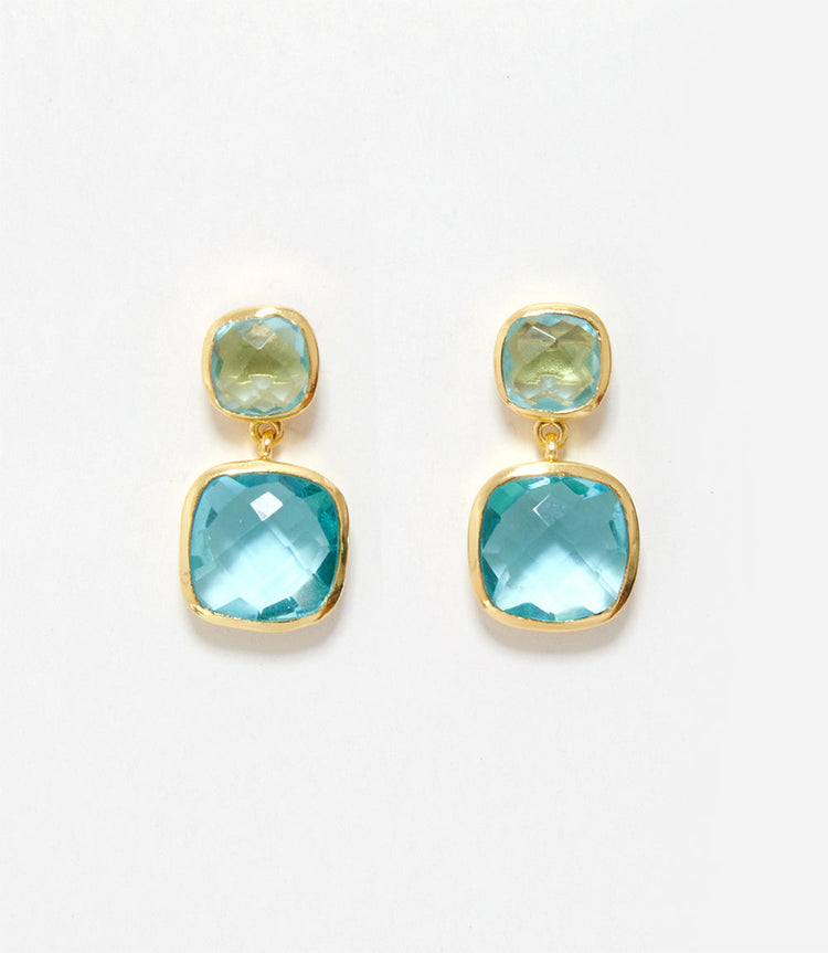 Cushion Cut Blue Topaz Earrings