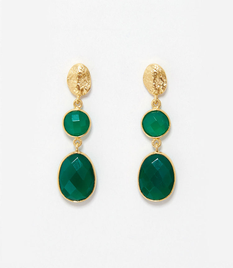 Green Onyx Double Drop Earrings