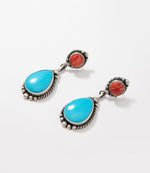 Turquoise & Spiny Oyster Drop Earrings