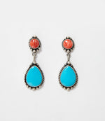 Turquoise & Spiny Oyster Drop Earrings