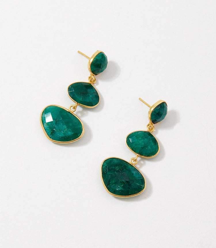 Triple Drop Gemstone Earrings