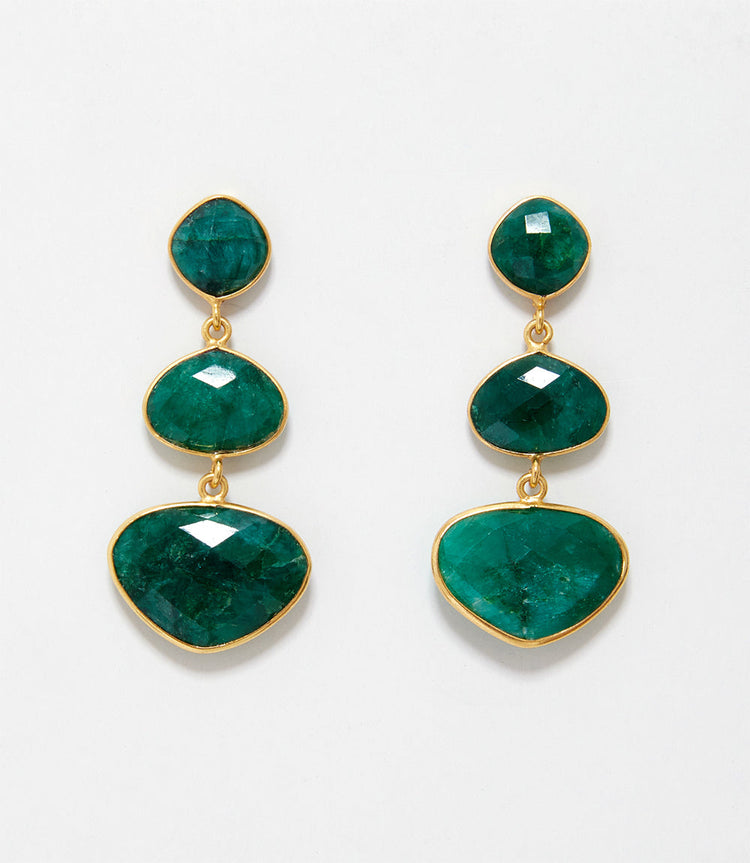 Triple Drop Gemstone Earrings