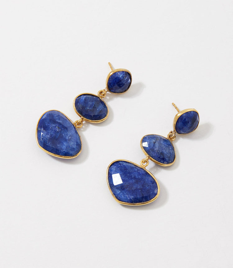 Triple Drop Gemstone Earrings