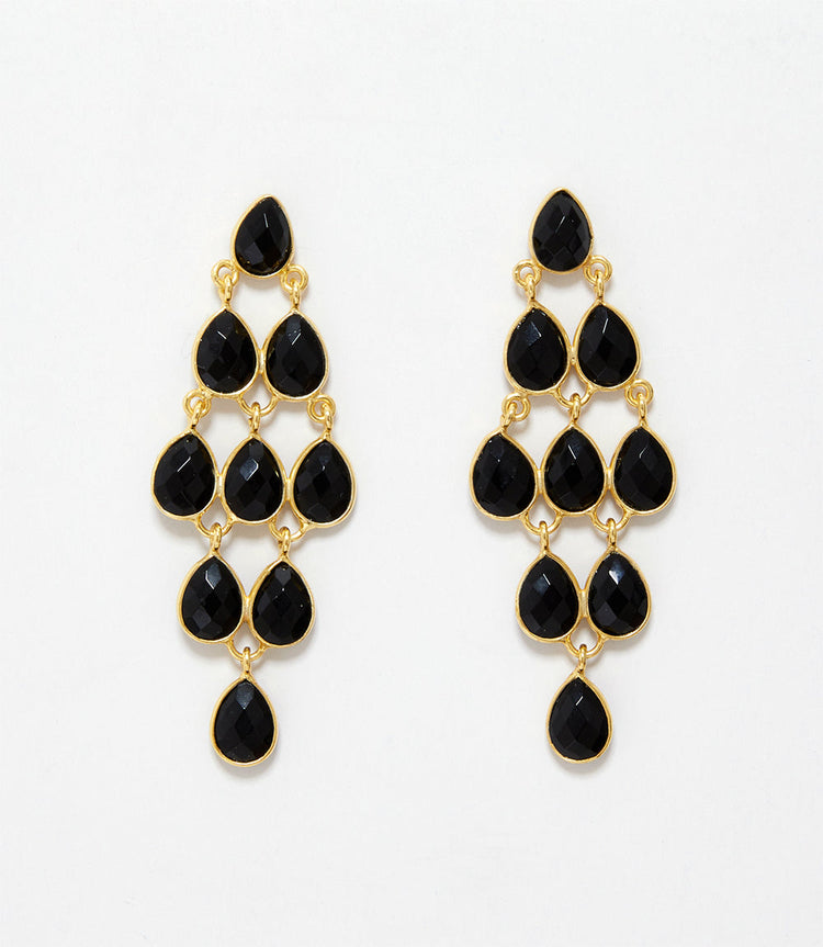 Large Gemstone Chandelier Earrings