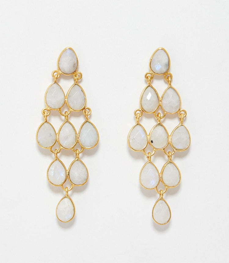 Large Gemstone Chandelier Earrings