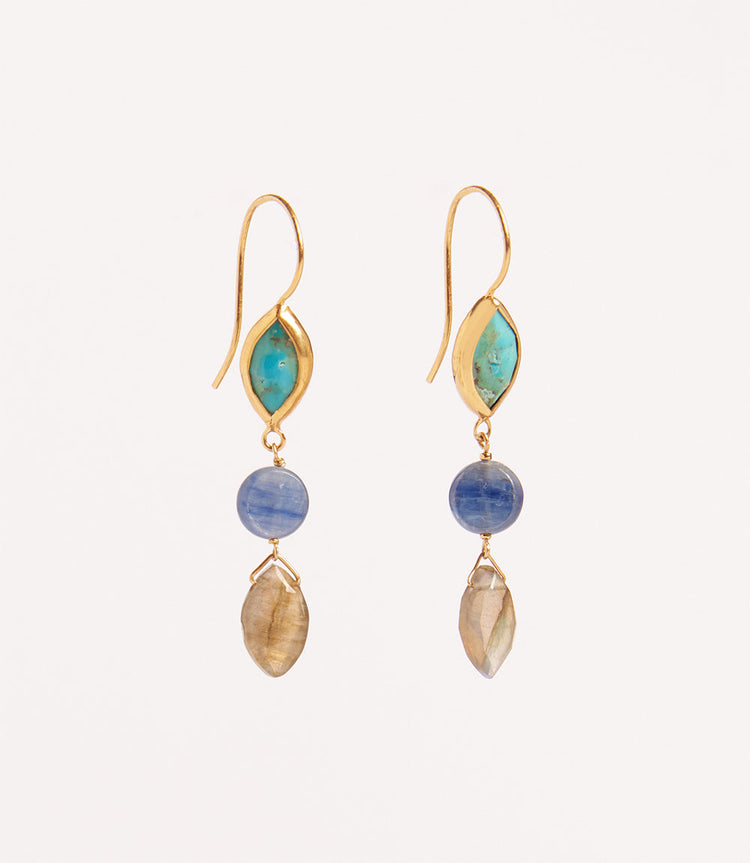 Chan Luu Triple Drop Turquoise Earrings
