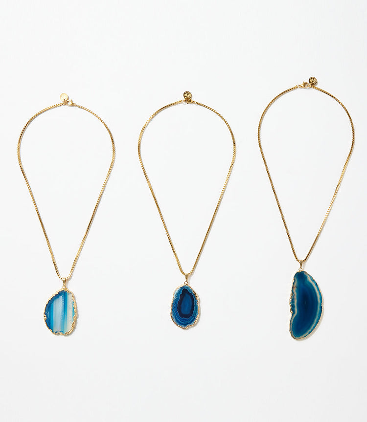 Blue Agate Pendant Necklace
