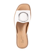 Silver Accent Leather Slide Sandals