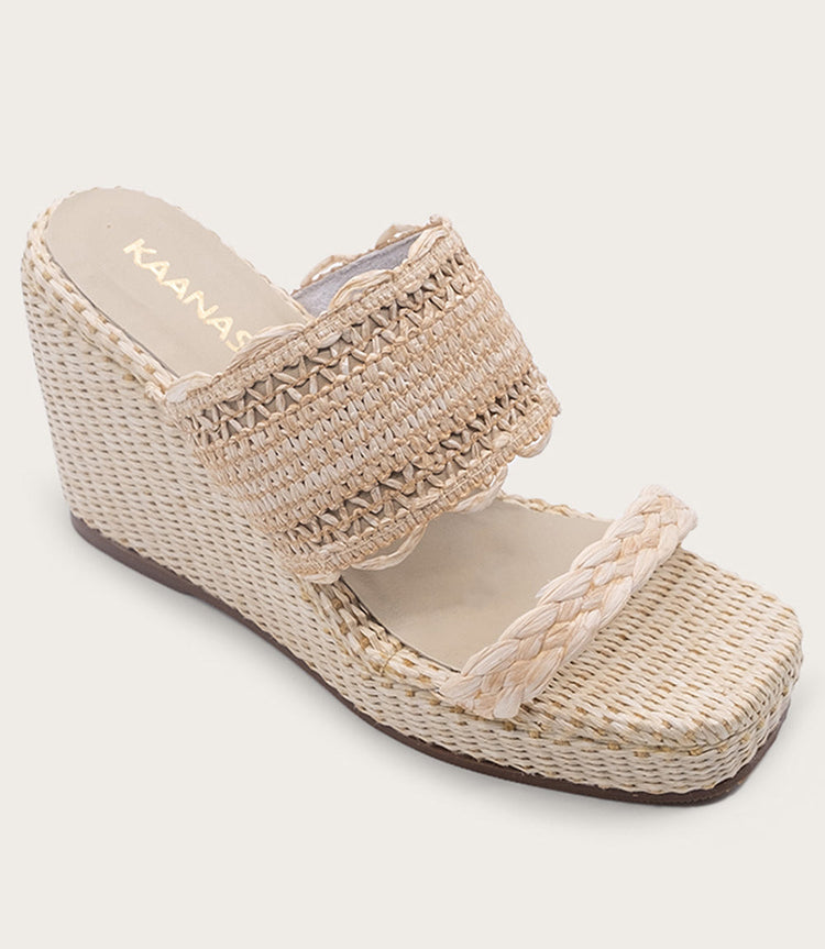 Frayed Raffia Wedges