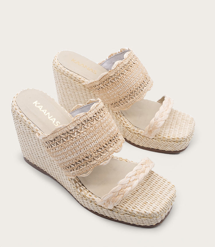 Frayed Raffia Wedges