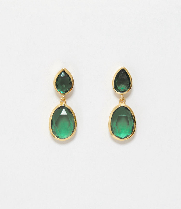 Double Teardrop Gemstone Earrings