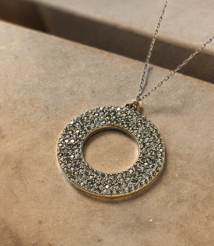 Open Disc Pavé Necklace