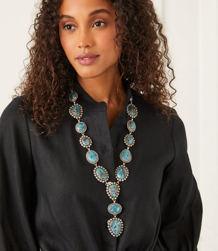 Sterling Silver Turquoise Lariat Necklace