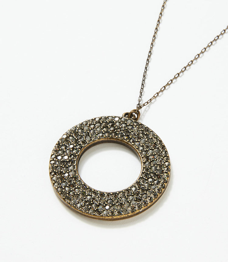 Open Disc Pavé Necklace