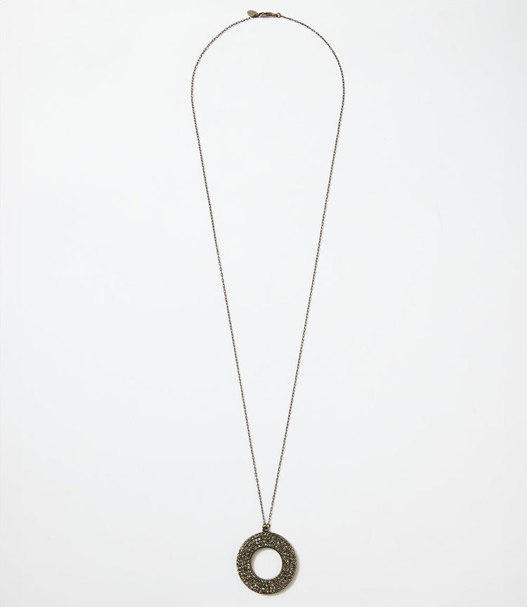 Open Disc Pavé Necklace