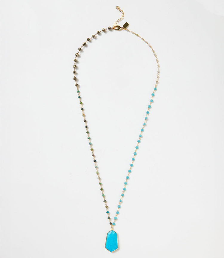 Turquoise Pendant Beaded Necklace