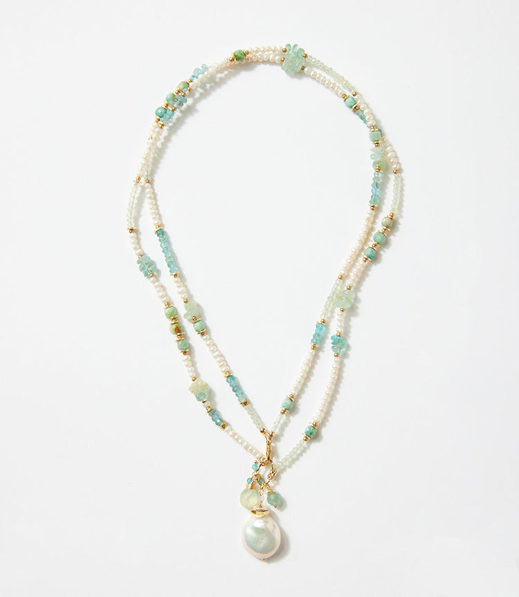 Pearl And Gemstone Cluster Necklace