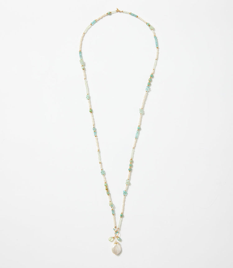 Pearl And Gemstone Cluster Necklace