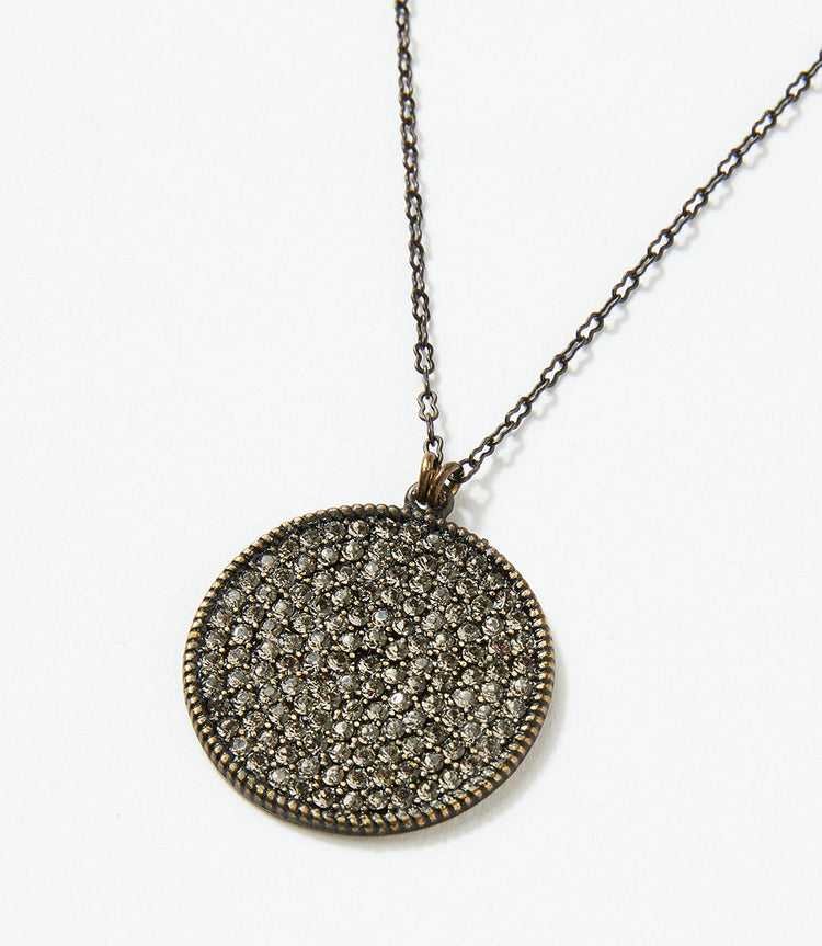 Large Pavé Disc Necklace