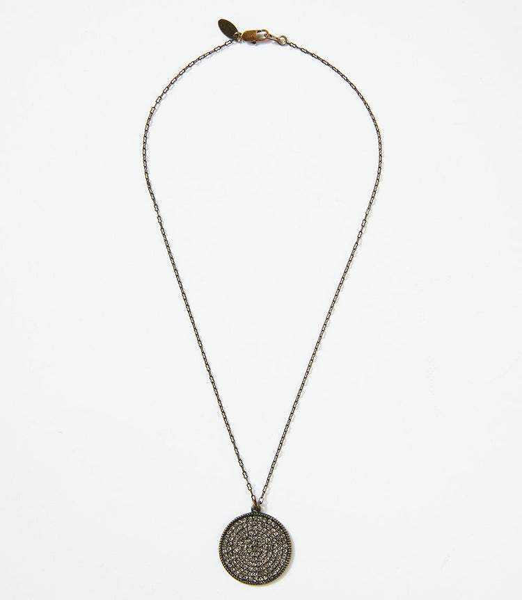 Large Pavé Disc Necklace