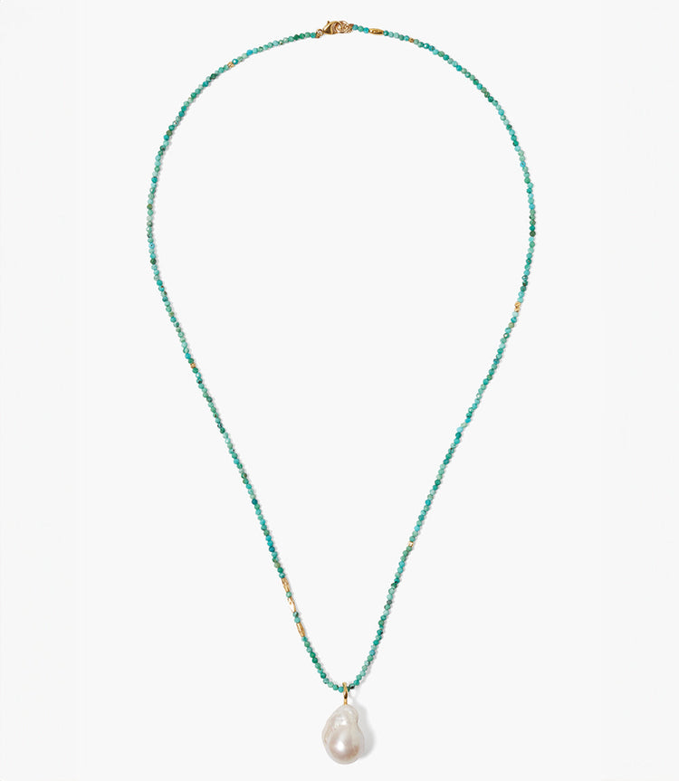 Chan Luu Pearl Pendant With Turquoise Chain
