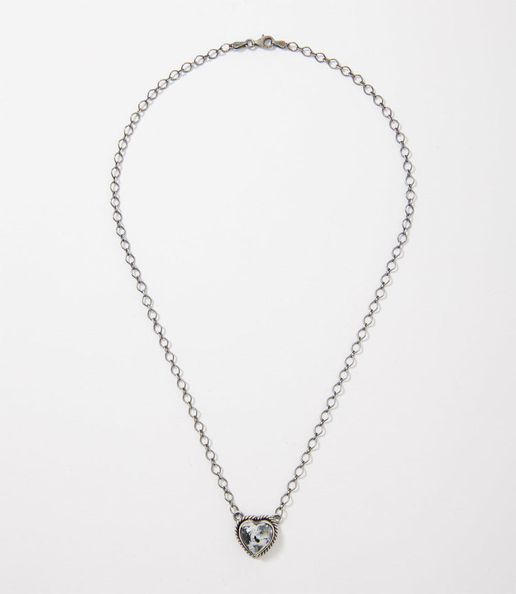 White Buffalo Heart Pendant Necklace