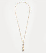 Long Beaded Pearl and Gemstone Necklace